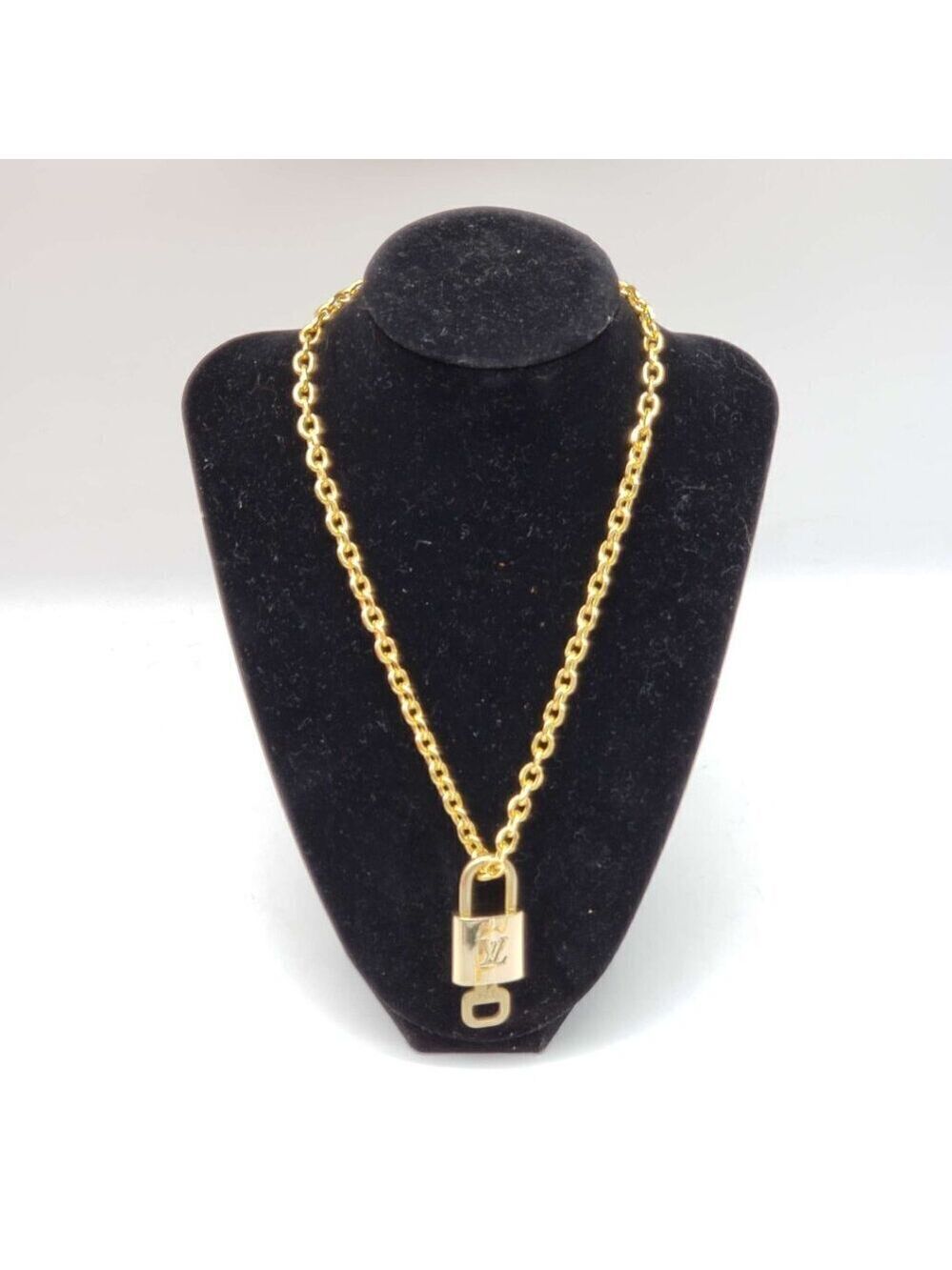 100% Auth Louis Vuitton Lock & Key w/ 18k Gold Plated Chain Necklace